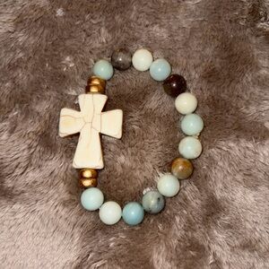 Beaded Bracelet with Cross Charm